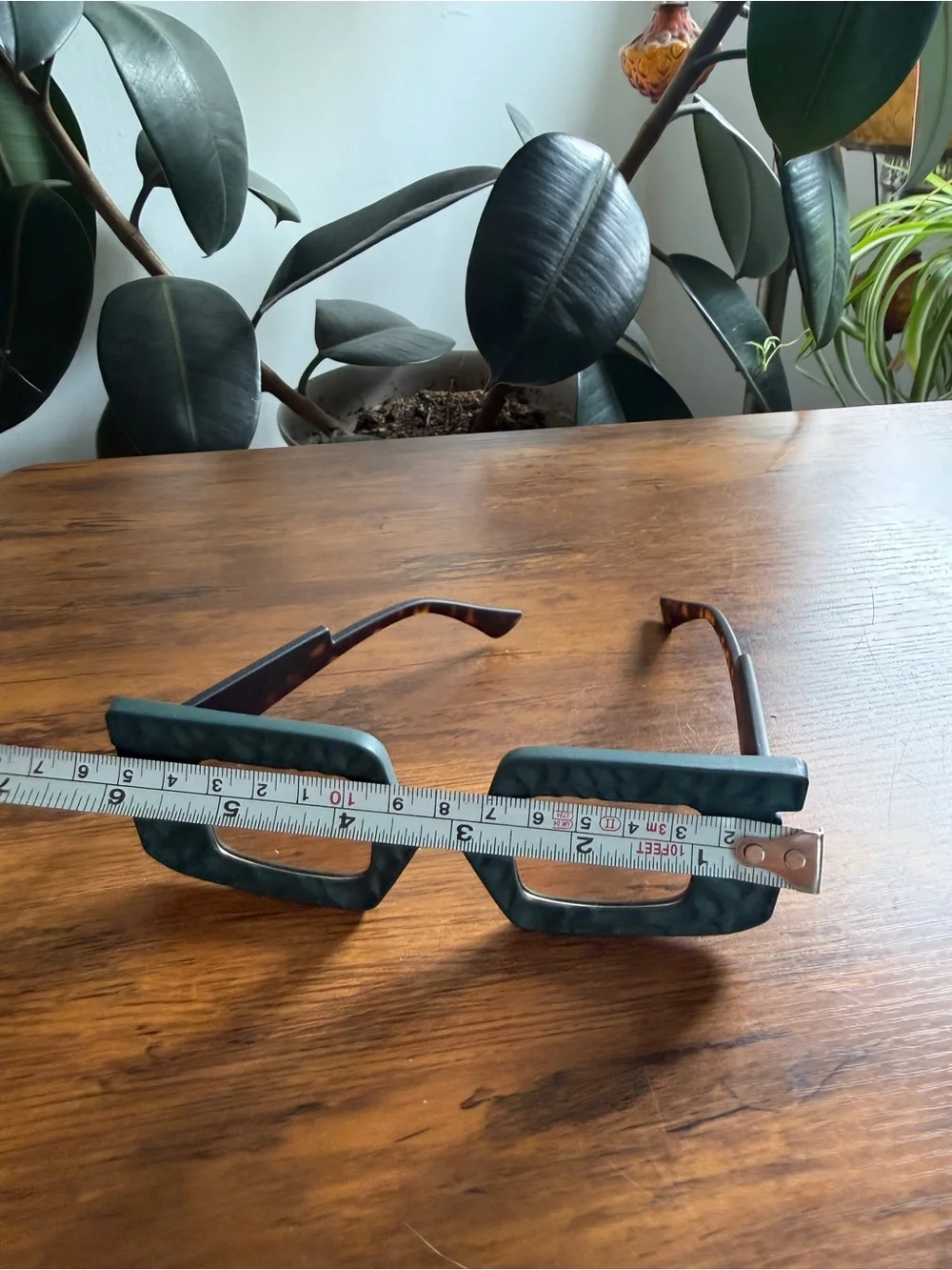 Chunky Square Sunglasses in Deep Teal Marble
